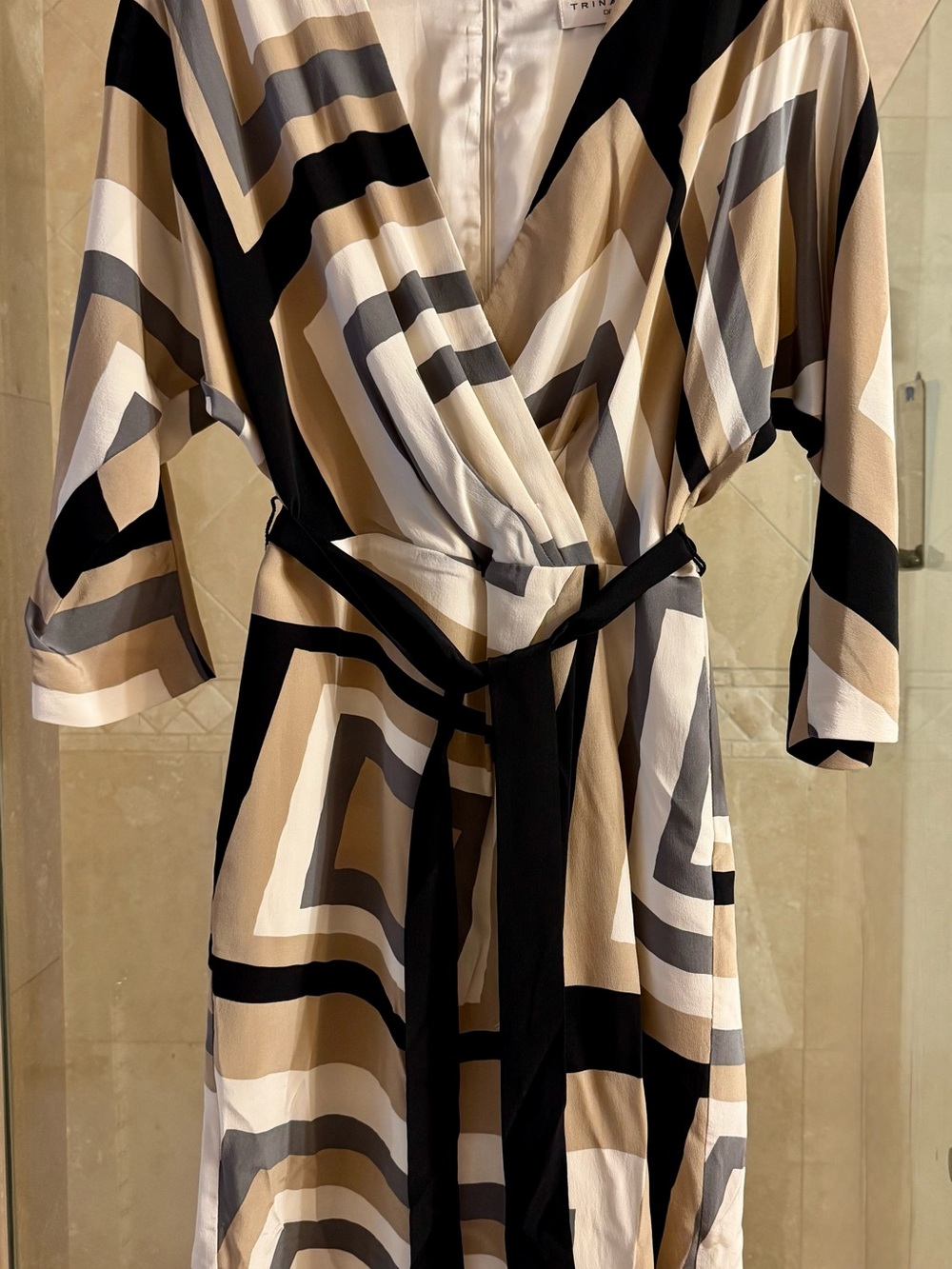 Trina Turk Silk Geometric Wrap Dress
